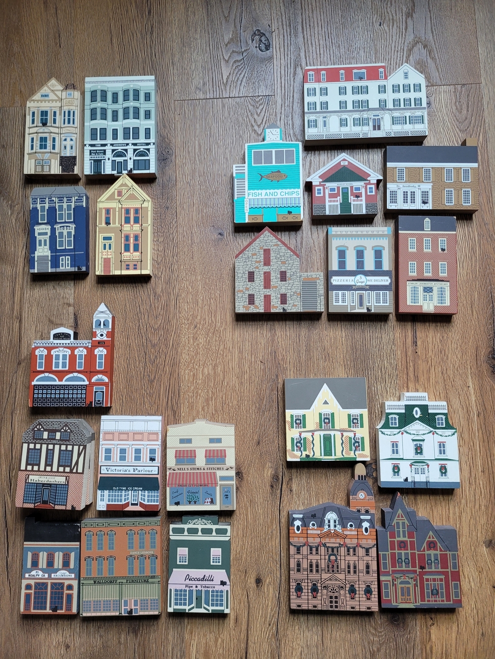 Decorative Wooden Village Wall Art Set - Multicolor